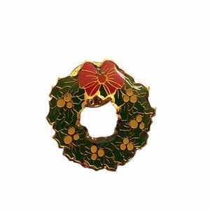 vintage ©SWIB Christmas wreath enamel lapel pin